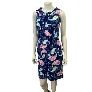 Talbots Ruffle Neck Sleeveless Paisley Print Dress Womens‎ S Pet